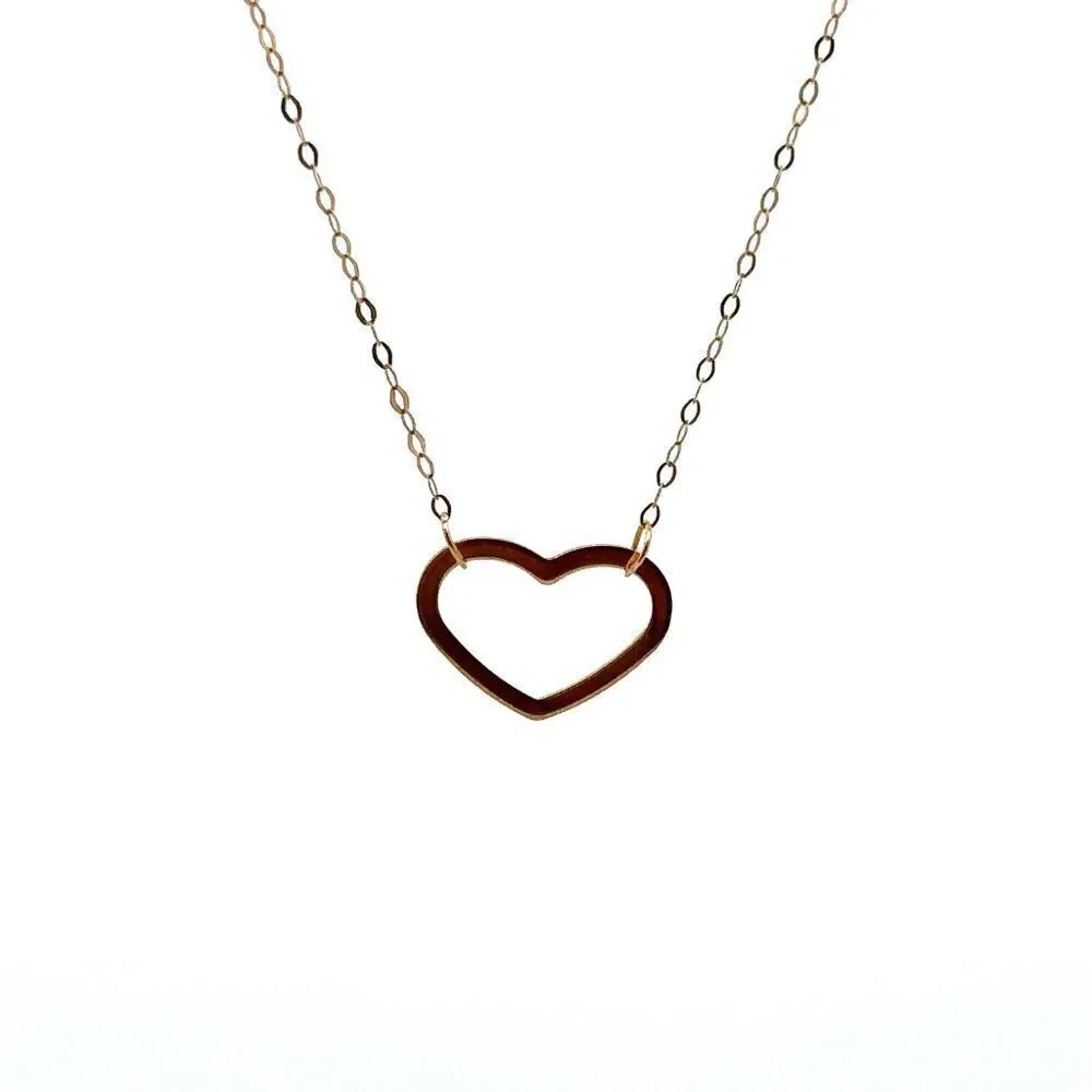18K Gold Necklace Chain 18 inches Pendant Heart 0.58 grams - Picture 6 of 10